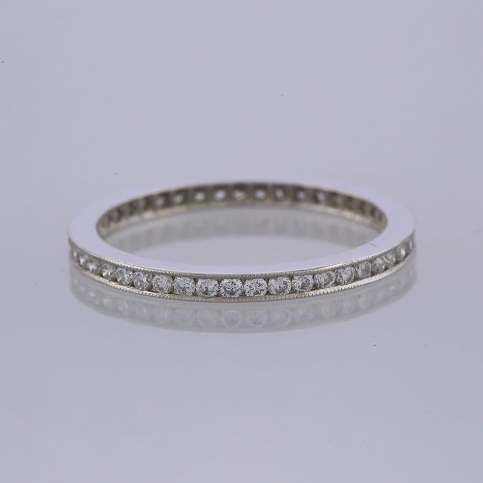 0,45 Karat Milgrain-Diamant-Eternity-Ring mit Kanalfassung, Größe M 1/2 (Brillantschliff)
