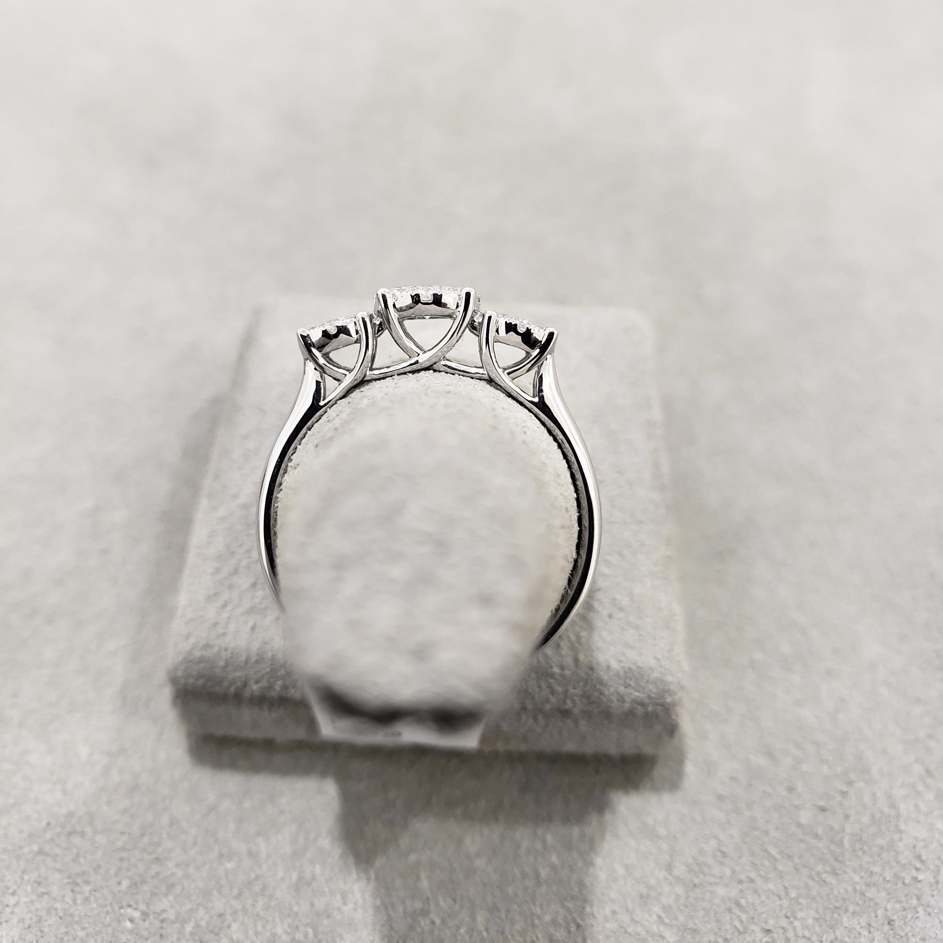 Round Cut 0.45 Carat Cluster Diamond Three-Stone Engagement Ring