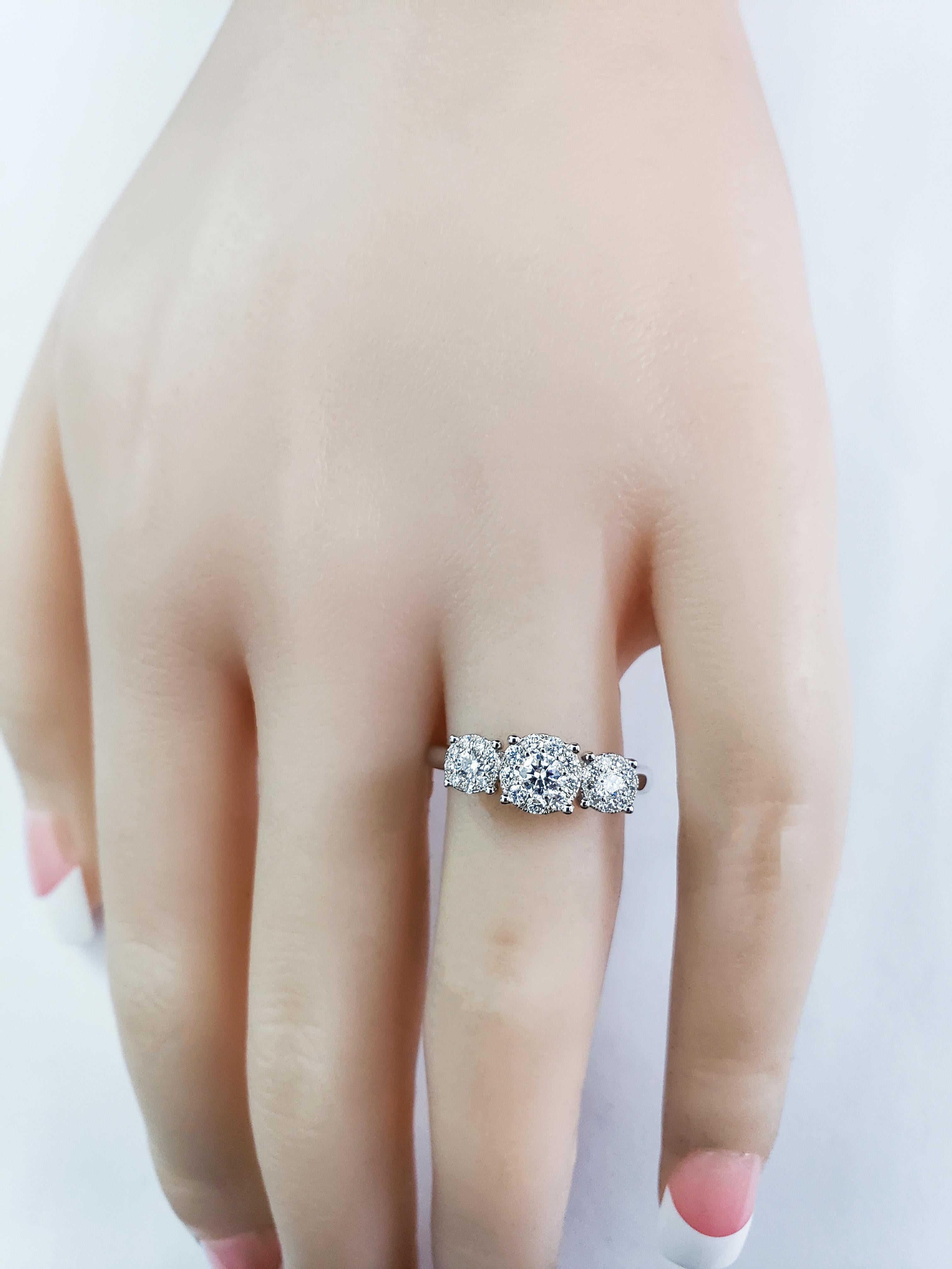 Women's 0.45 Carat Cluster Diamond Three-Stone Engagement Ring