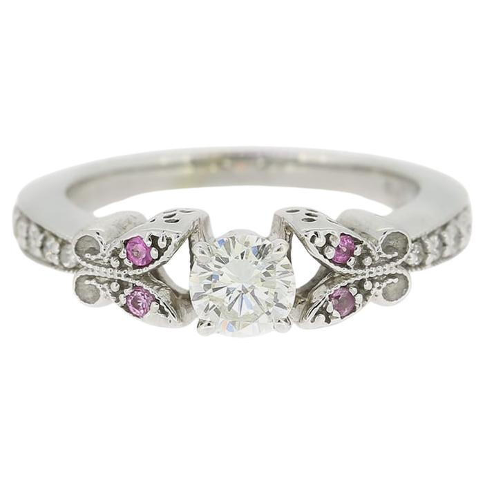 0.45 Carat Diamond and Pink Sapphire Solitaire Ring