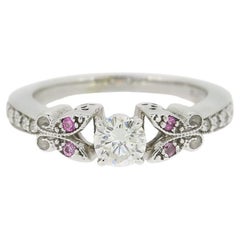 0.45 Carat Diamond and Pink Sapphire Solitaire Ring