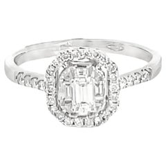 0.45 Carat Diamond Emerald Cut Cluster Ring