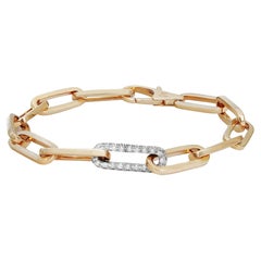 Bracelet à maillons en forme de trombone et diamant de 0,45 carat en or blanc et jaune 14K 