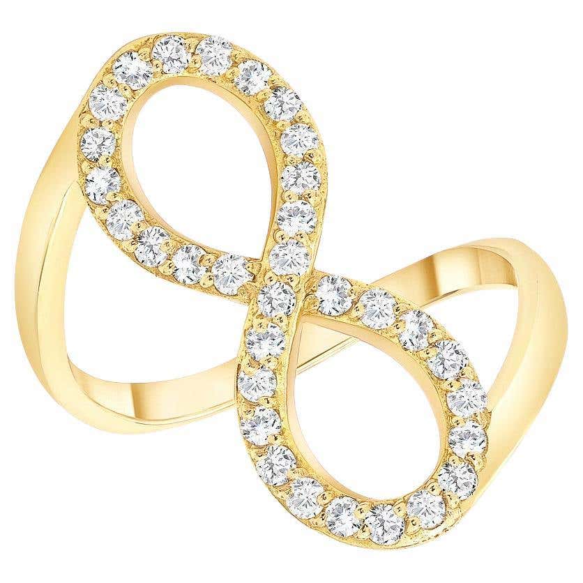 Customizable 0.45 Carat Diamond Studded Infinity Shape Gold Diamond ...