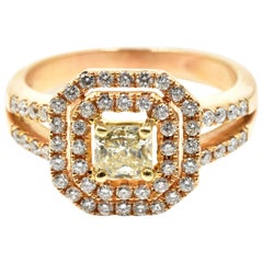 0.45 Carat Fancy Yellow Diamond Engagement Ring 18 Karat Rose Gold