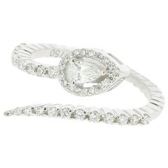 0.45 Carat GVS Snake Ring Bague de cocktail en or blanc 18 carats diamants poire/ronds