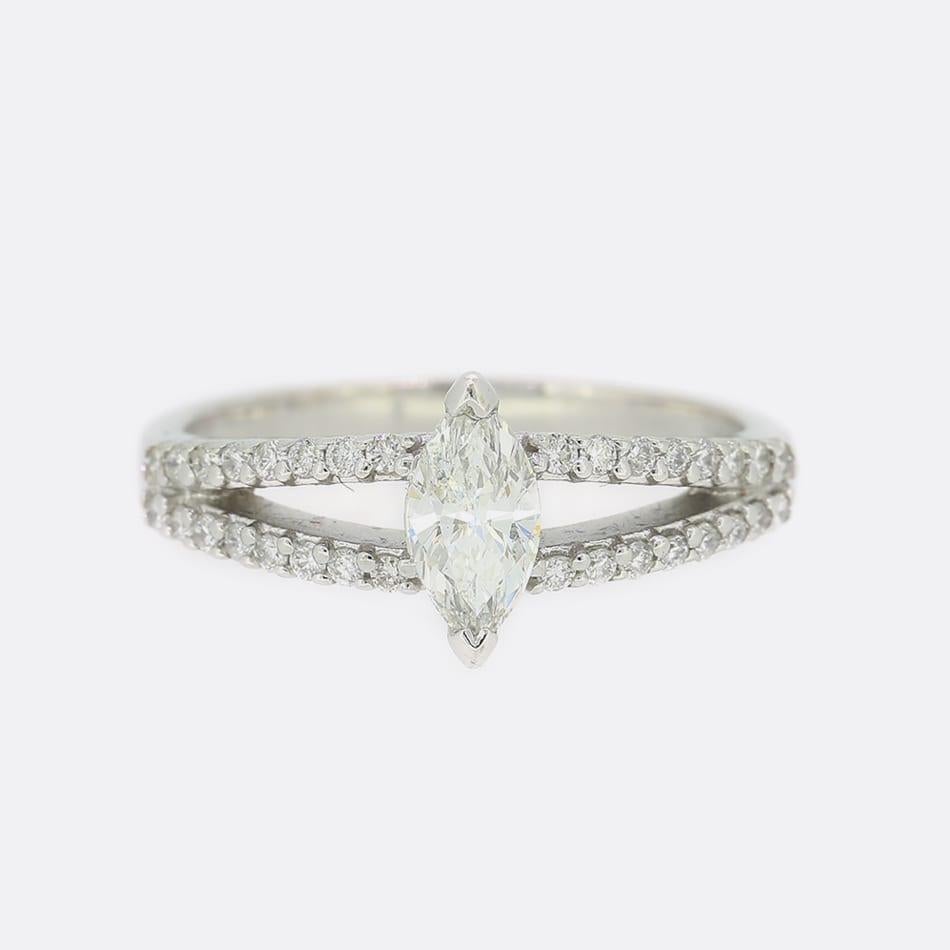 0.45 Carat Marquise Cut Diamond Ring For Sale 1