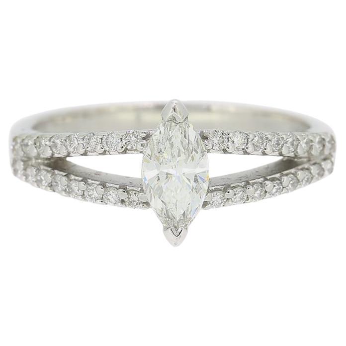 0.45 Carat Marquise Cut Diamond Ring For Sale