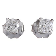 Diamond Stud Earrings In 14 Karat White Gold