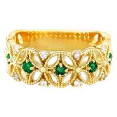 Emerald Diamond Ring In 14 Karat Solid Yellow Gold 