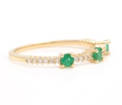 0.45 Carat Natural Emerald and Diamond 14 Karat Solid Yellow Gold Ring