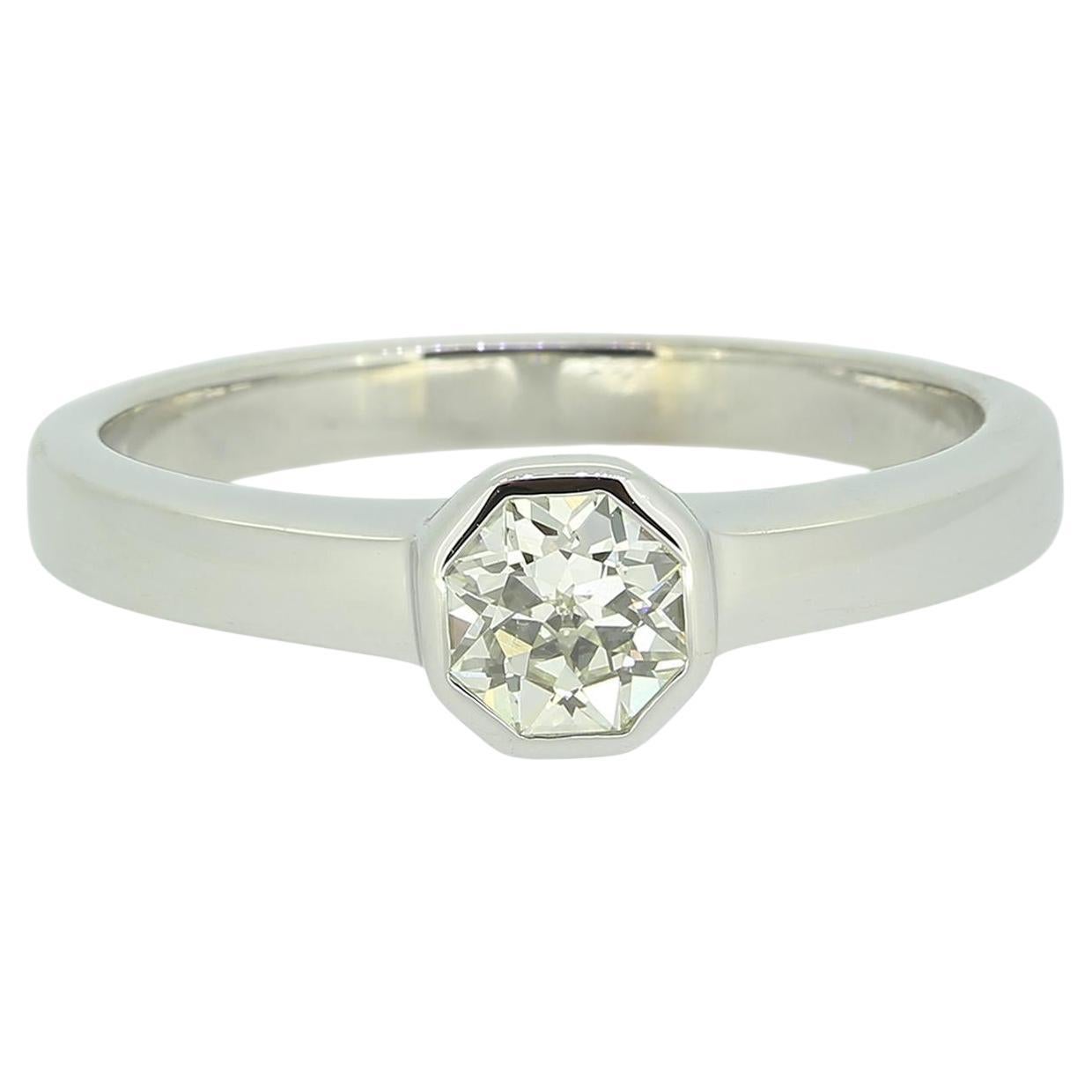 0.45 Carat Octagonal Cut Diamond Solitaire Ring