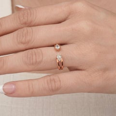 0.45 Carat Pear Cut Diamond Toi et Moi Two Stone Ring 18 Karat Rose Gold