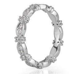 Mark Broumand Anillo de eternidad con diamantes redondos talla brillante de 0,45 quilates y milgrain