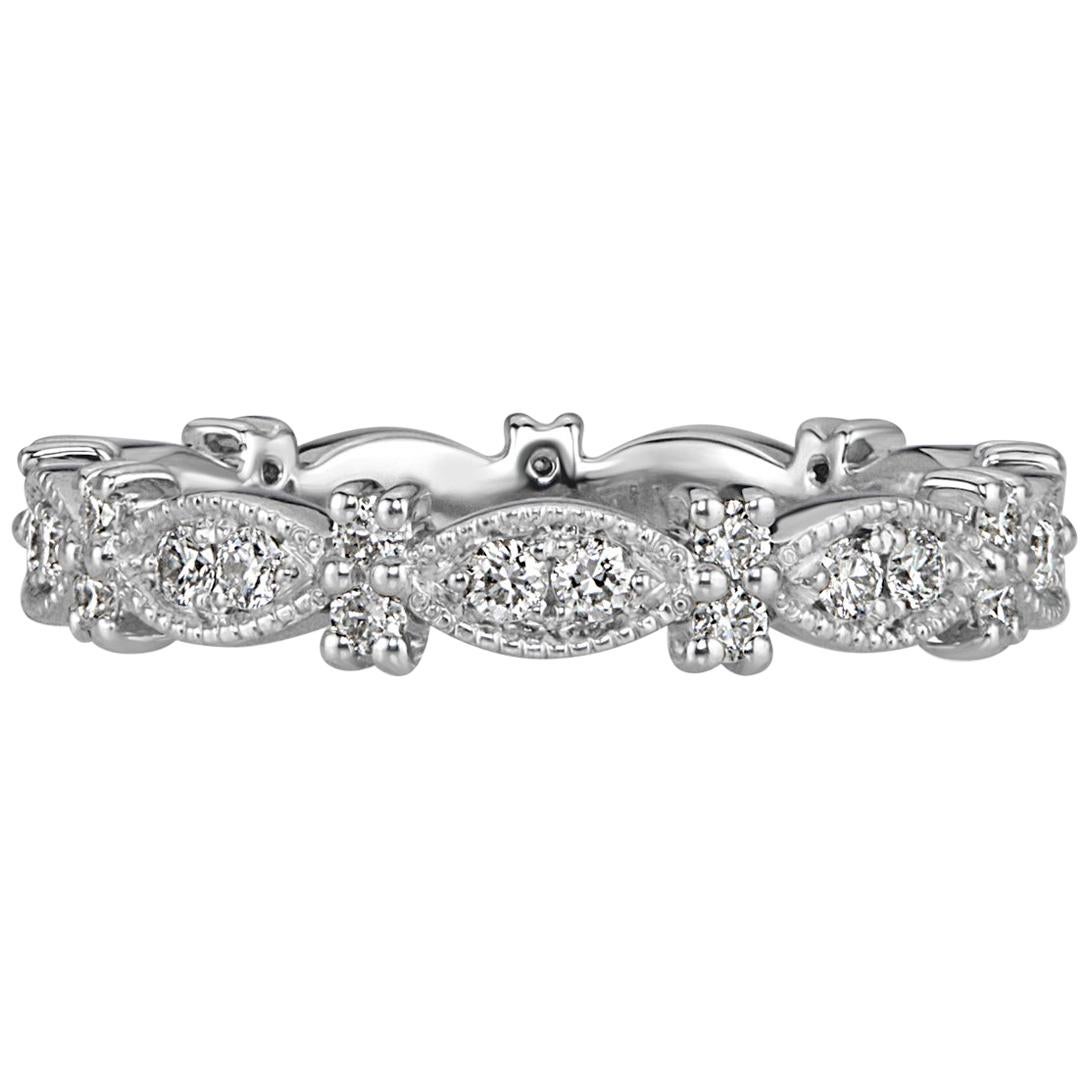 Mark Broumand 0.45 Carat Round Brilliant Cut Diamond Milgrain Eternity Band For Sale