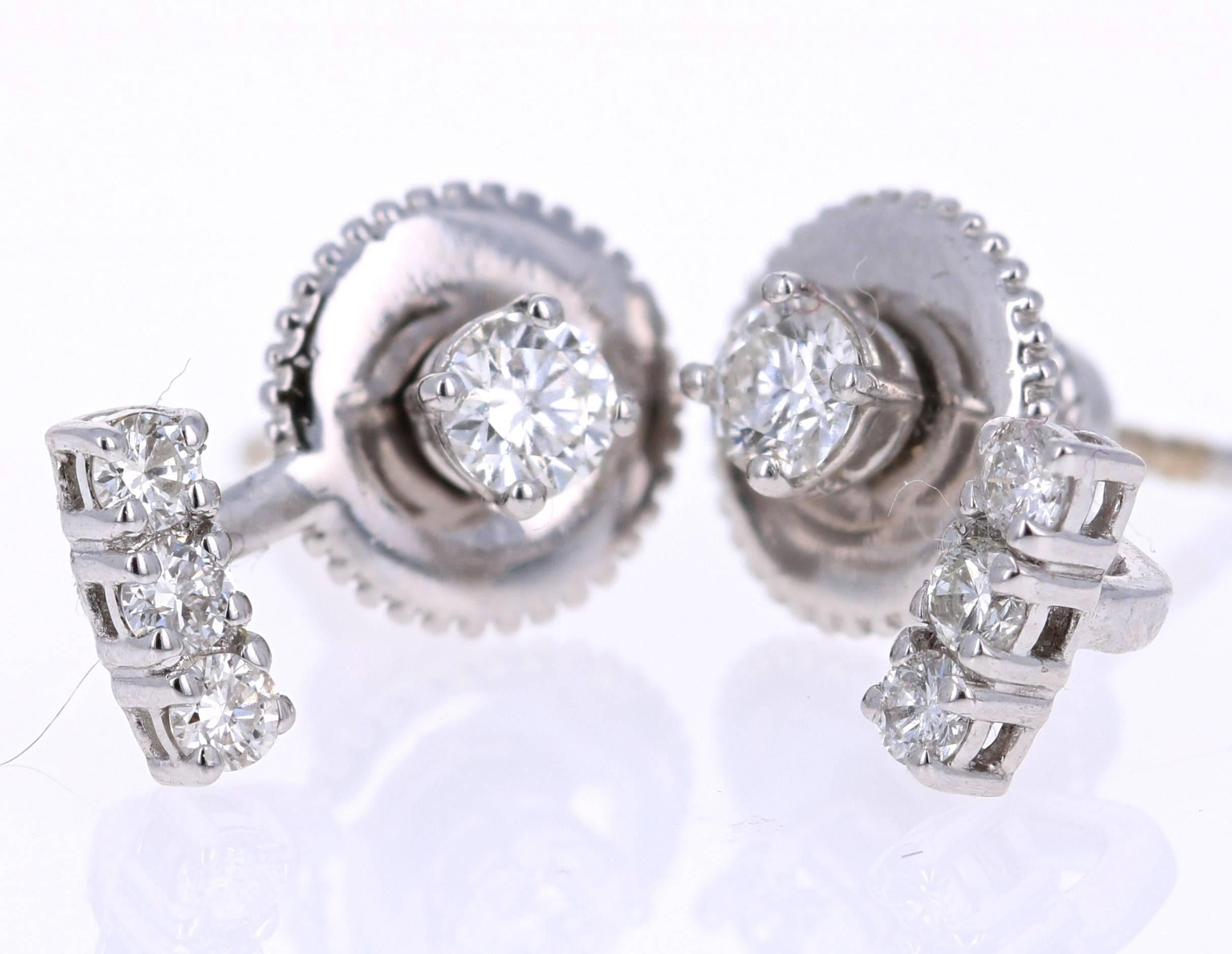 
0.45 Carat Round Cut Diamond 14K White Gold Ear Crawler Earrings!

Super cute and on-trend Ear crawler earrings.  These beauties have 8 Round Cut Diamonds that weigh 0.45 carats (Clarity:  VS2, Color: F)

The backing of the earring is a standard