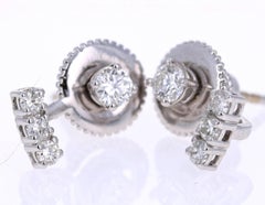0.45 Carat Round Cut Diamond 14 Karat White Gold Ear Crawler Earrings