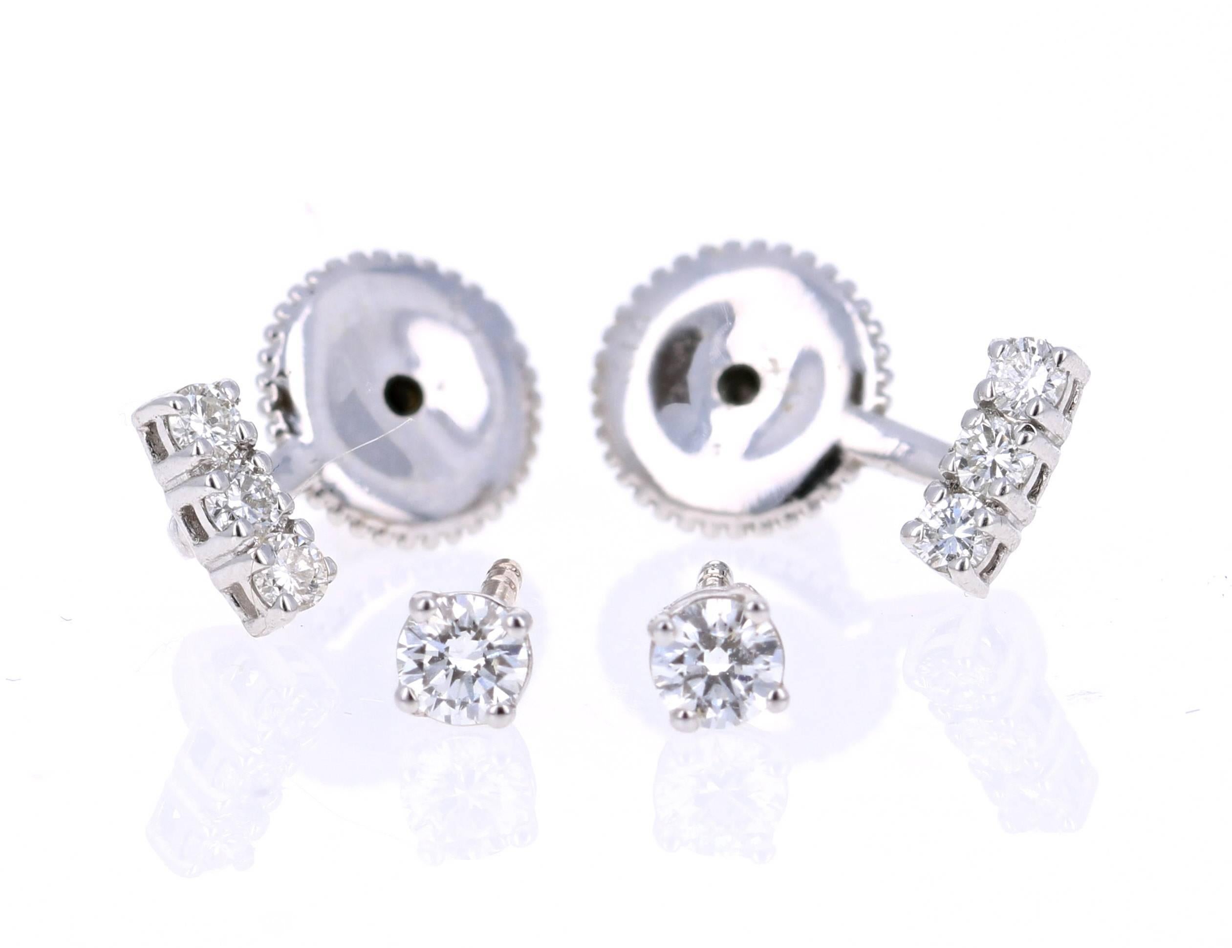 Contemporary 0.45 Carat Round Cut Diamond 14 Karat White Gold Ear Crawler Earrings For Sale