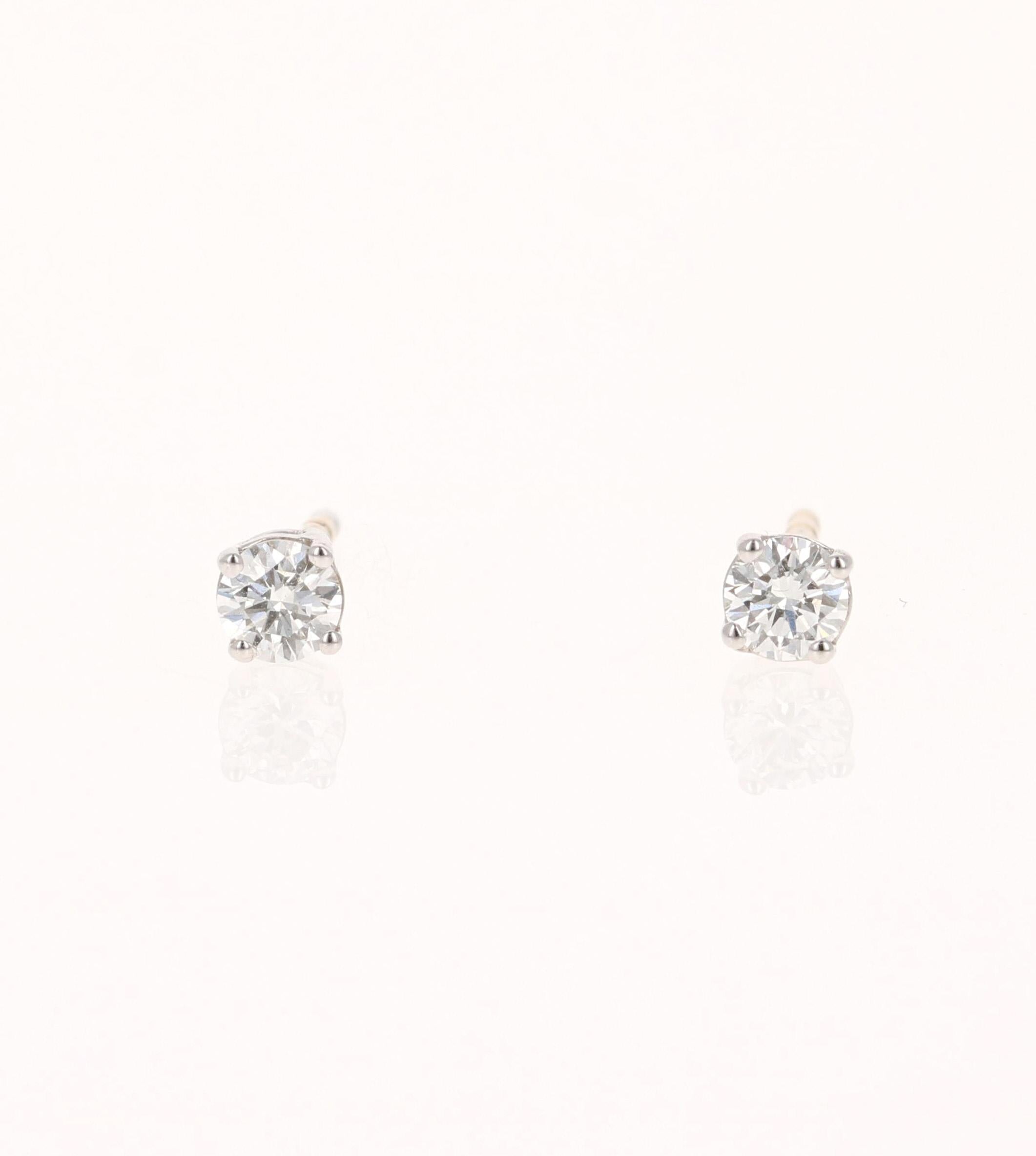 Women's 0.45 Carat Round Cut Diamond 14 Karat White Gold Ear Crawler Earrings For Sale