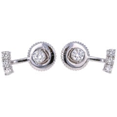 0.45 Carat Round Cut Diamond 14 Karat White Gold Ear Crawler Earrings