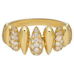 Bague à la mode en or jaune 18 carats avec diamants taille ronde de 0,45 carat