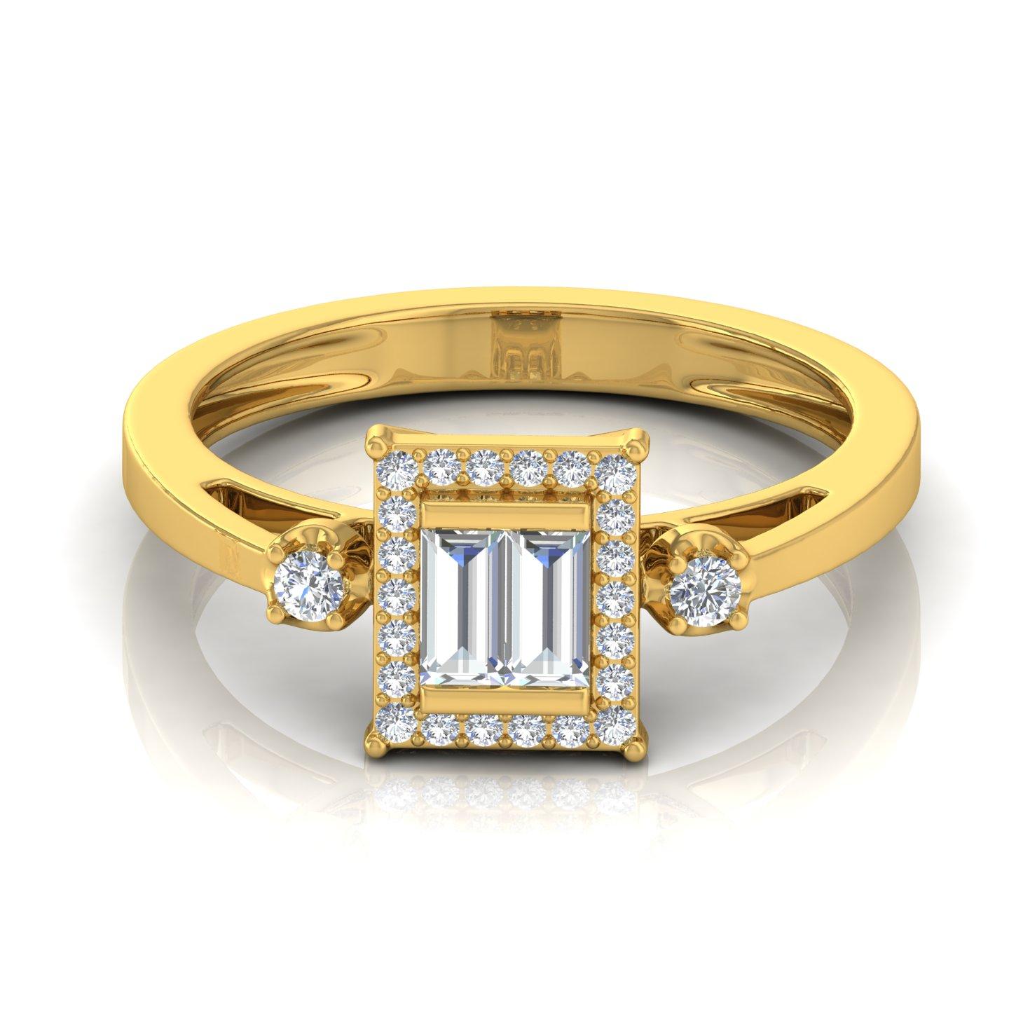 For Sale:  0.45 Carat SI Clarity HI Color Baguette Diamond Ring Solid 18 Karat Yellow Gold  2