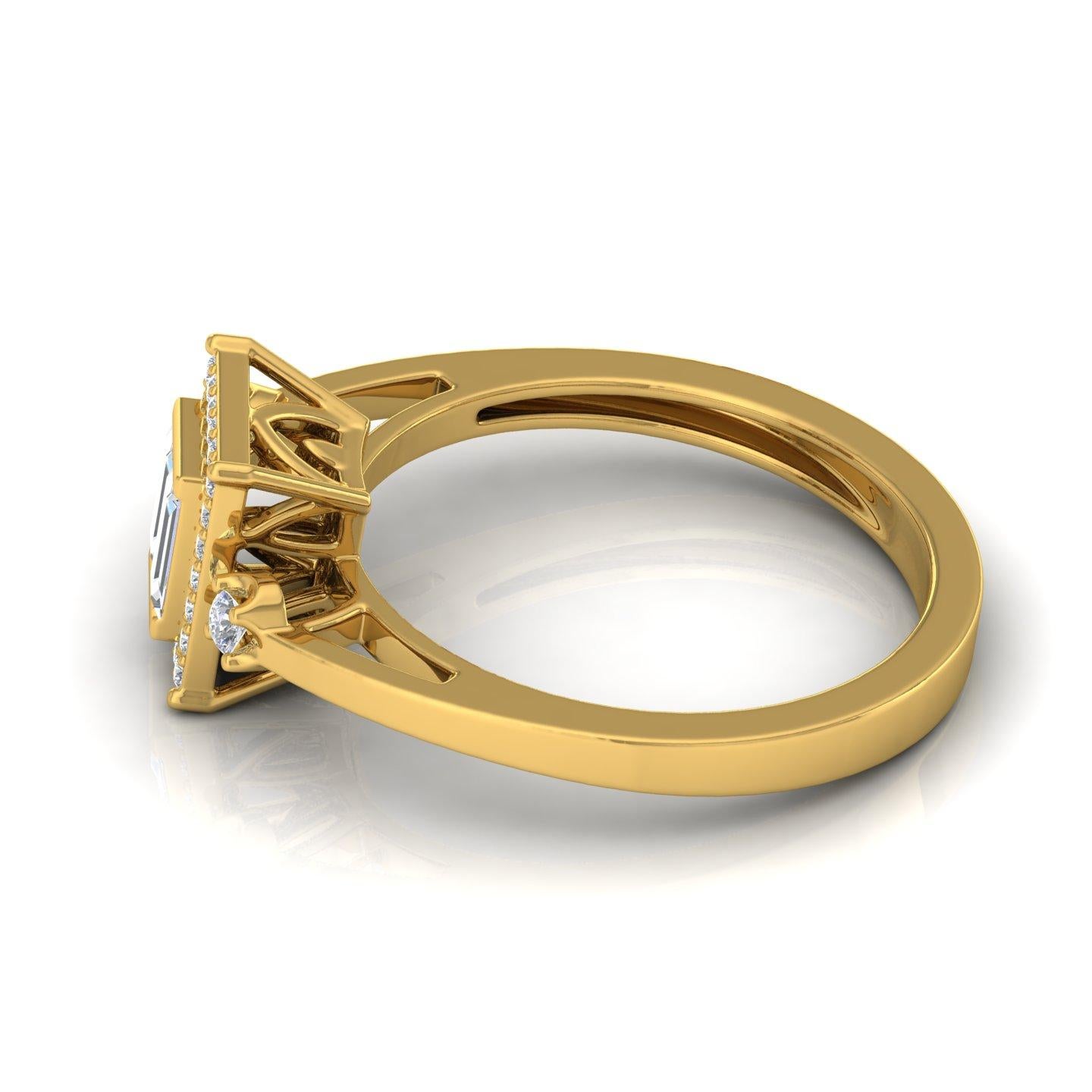 For Sale:  0.45 Carat SI Clarity HI Color Baguette Diamond Ring Solid 18 Karat Yellow Gold  3