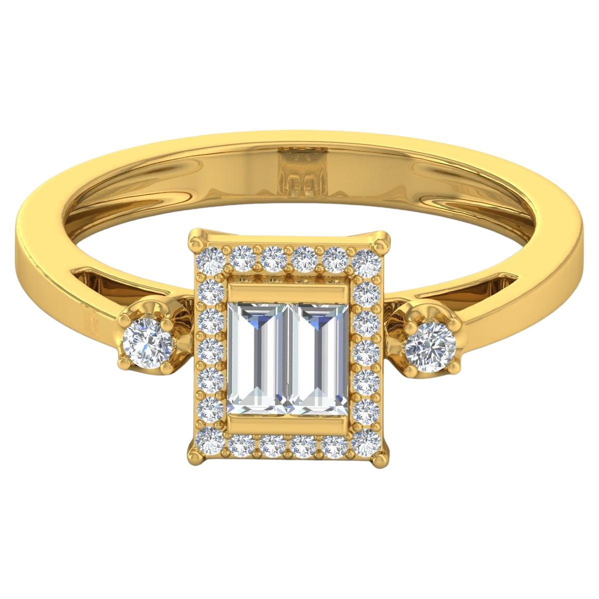 0.45 Carat SI Clarity HI Color Baguette Diamond Ring Solid 18 Karat Yellow Gold 