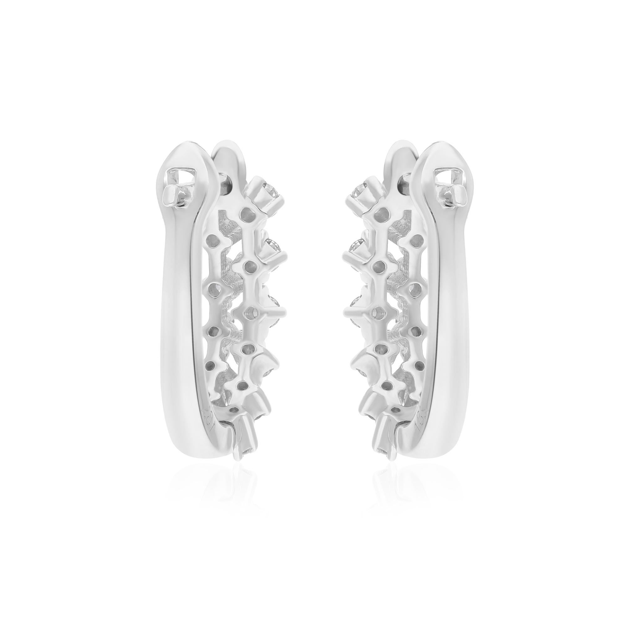 Round Cut 0.45 Carat SI Clarity HI Color Diamond 14 Karat White Gold Fine Clip On Earrings For Sale