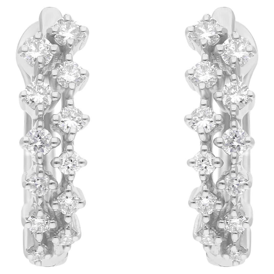 0.45 Carat SI Clarity HI Color Diamond 18 Karat White Gold Fine Clip On Earrings