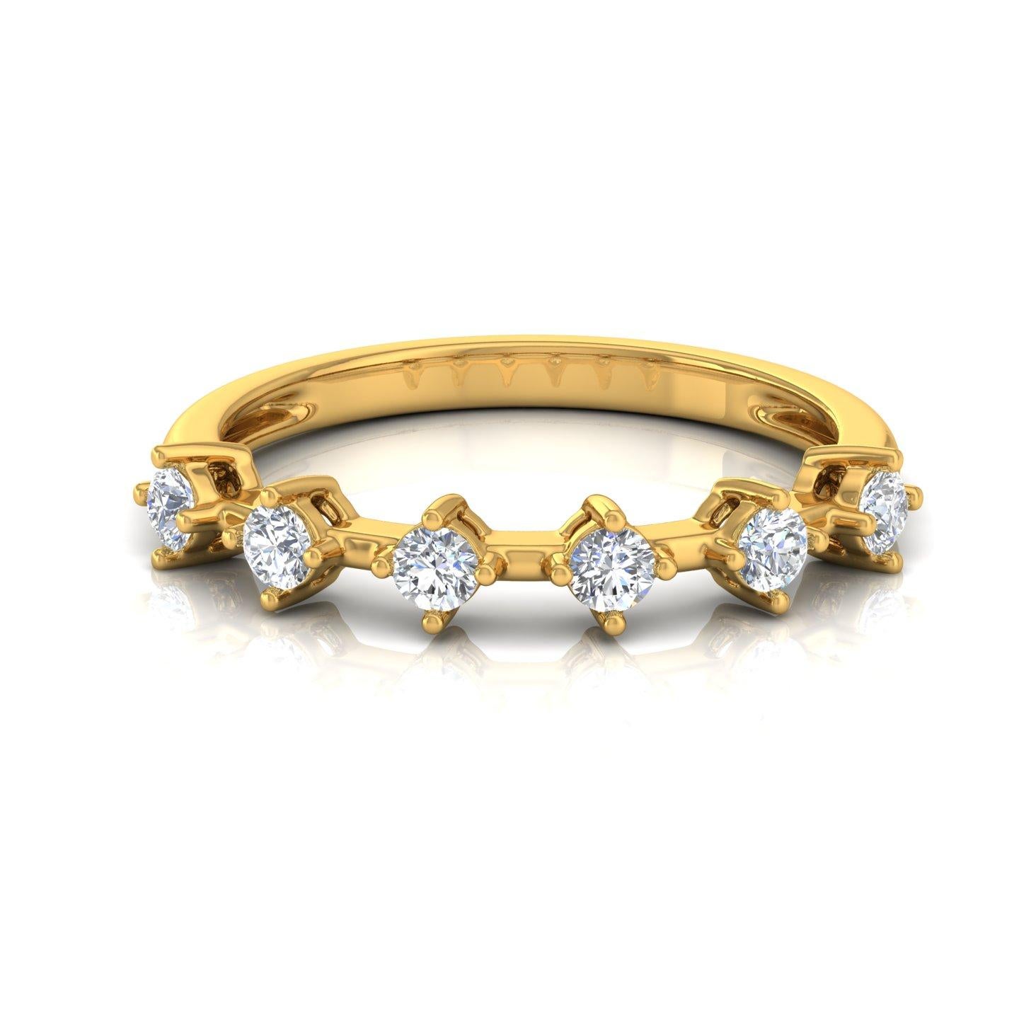 For Sale:  0.45 Carat SI Clarity HI Color Diamond Band Ring Solid 18k Yellow Gold Jewelry 6