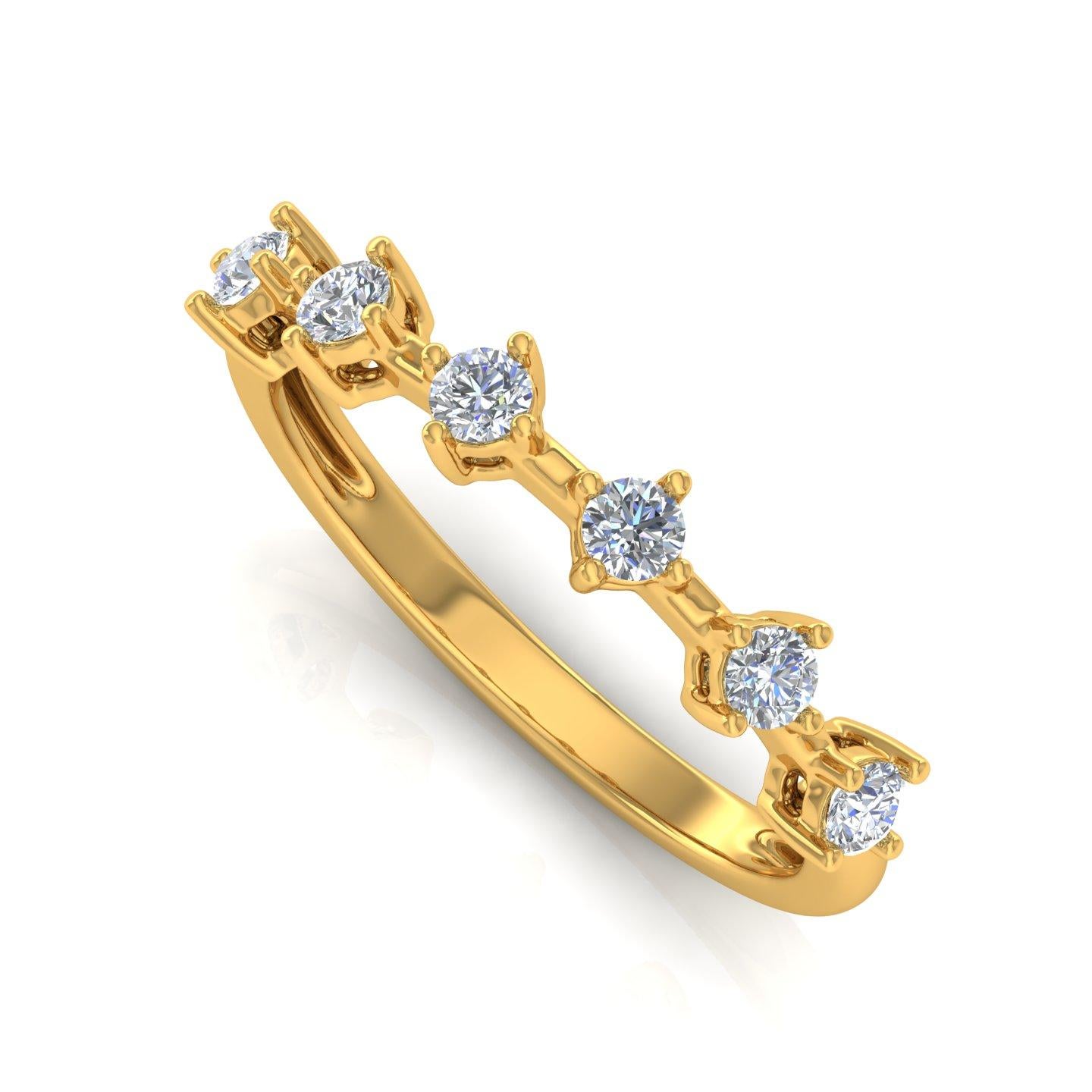 For Sale:  0.45 Carat SI Clarity HI Color Diamond Band Ring Solid 18k Yellow Gold Jewelry 8