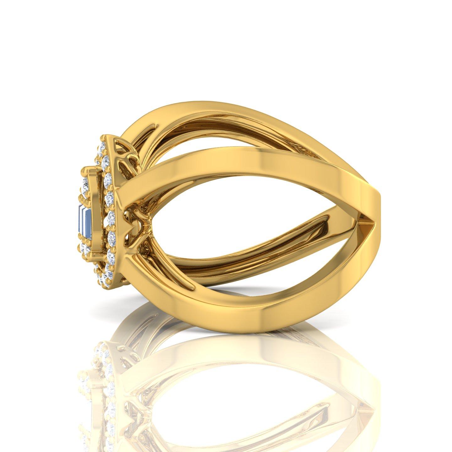 For Sale:  0.45 Carat SI Clarity HI Color Diamond Criss Cross Design Ring 18k Yellow Gold 2