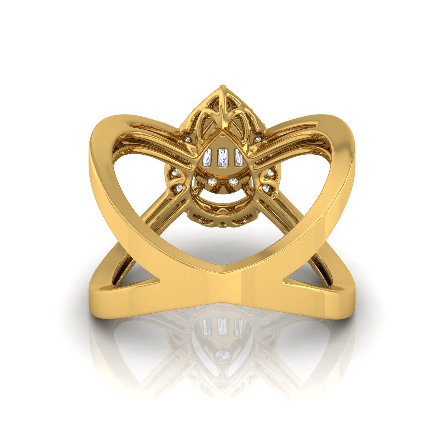 For Sale:  0.45 Carat SI Clarity HI Color Diamond Criss Cross Design Ring 18k Yellow Gold 3