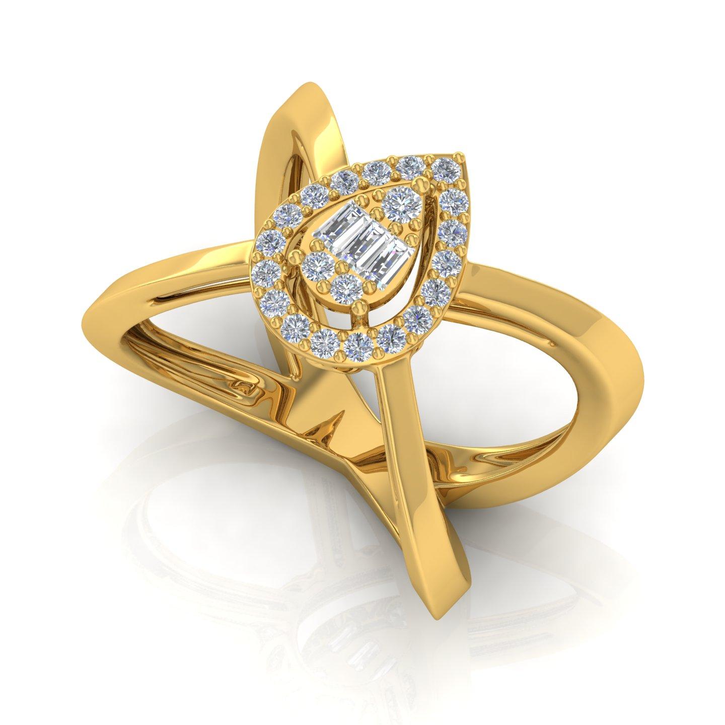 For Sale:  0.45 Carat SI Clarity HI Color Diamond Criss Cross Design Ring 18k Yellow Gold 4