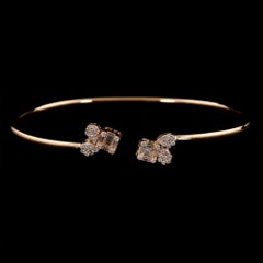 0.45 Carat SI Clarity HI Color Diamond Cuff Bangle Bracelet 18 Karat Rose Gold