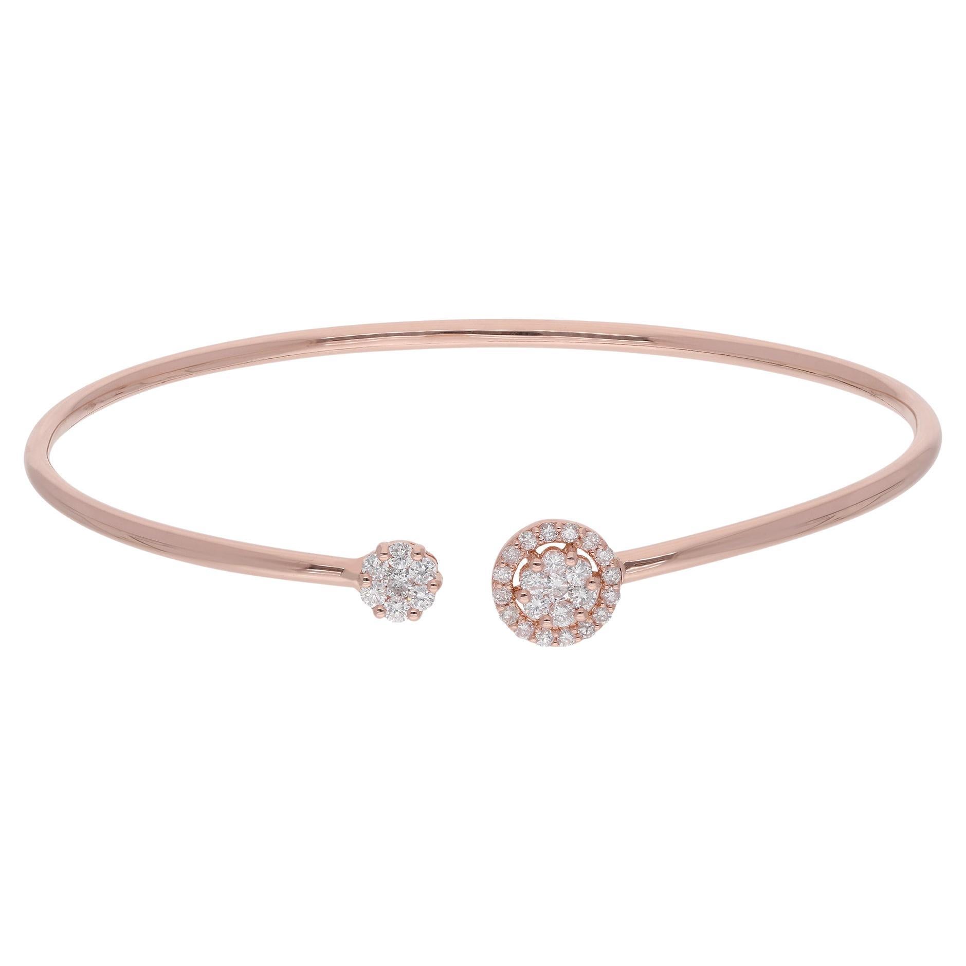 SI Clarity HI Color Diamond Cuff Bangle Bracelet 18 Karat White Gold