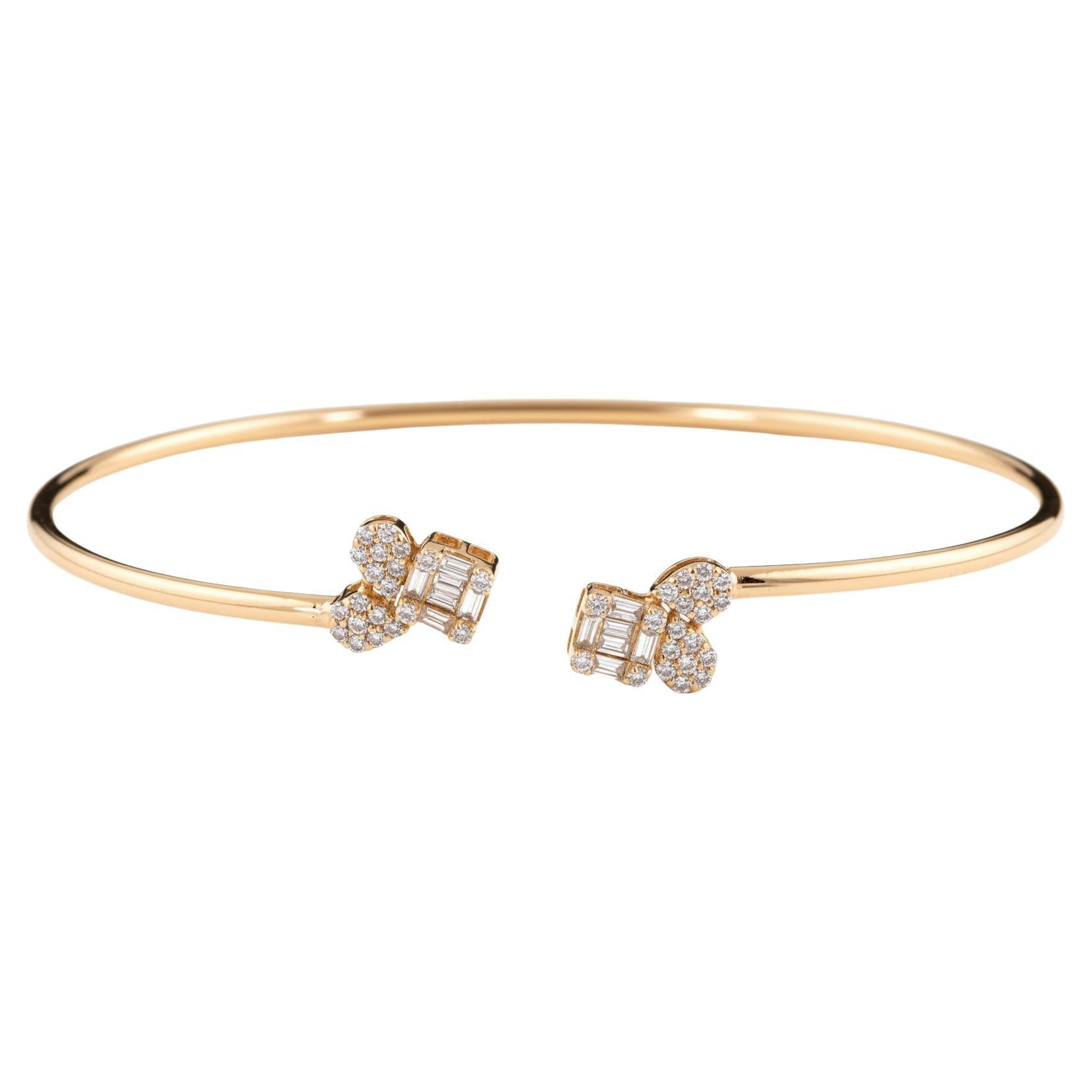 0,45 Carati SI Chiarezza HI Colore Diamante Bracciale Bangle Oro Rosa 18 Carati