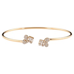 0.45 Carat SI Clarity HI Color Diamond Cuff Bangle Bracelet 18 Karat Rose Gold