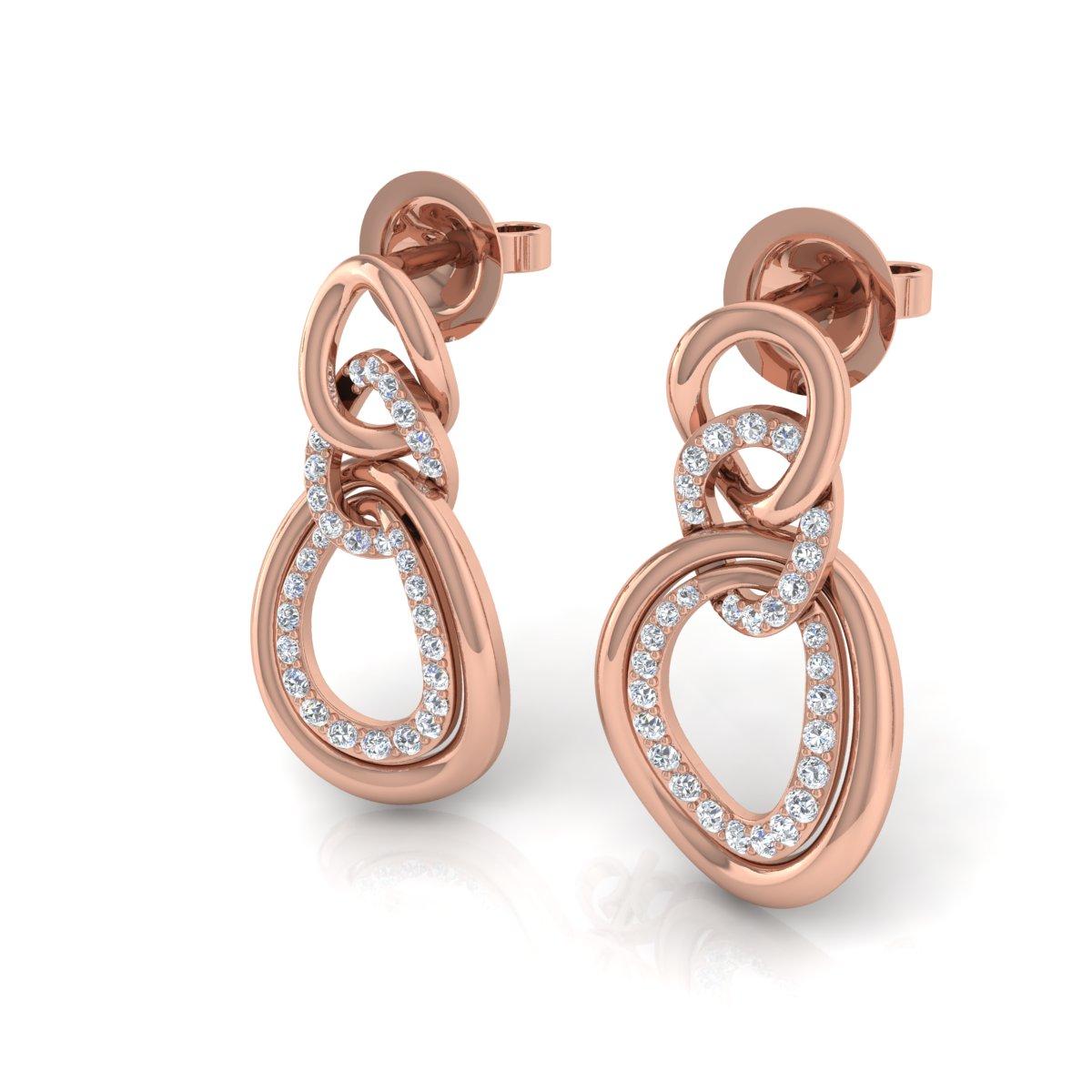 0,45 Karat SI Reinheit HI Farbe Diamant Ohrringe 18 Karat Rose Gold Schmuck (Moderne) im Angebot