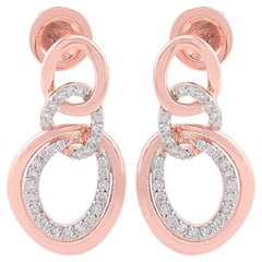 0.45 Carat SI Clarity HI Color Diamond Drop Earrings 18 Karat Rose Gold Jewelry