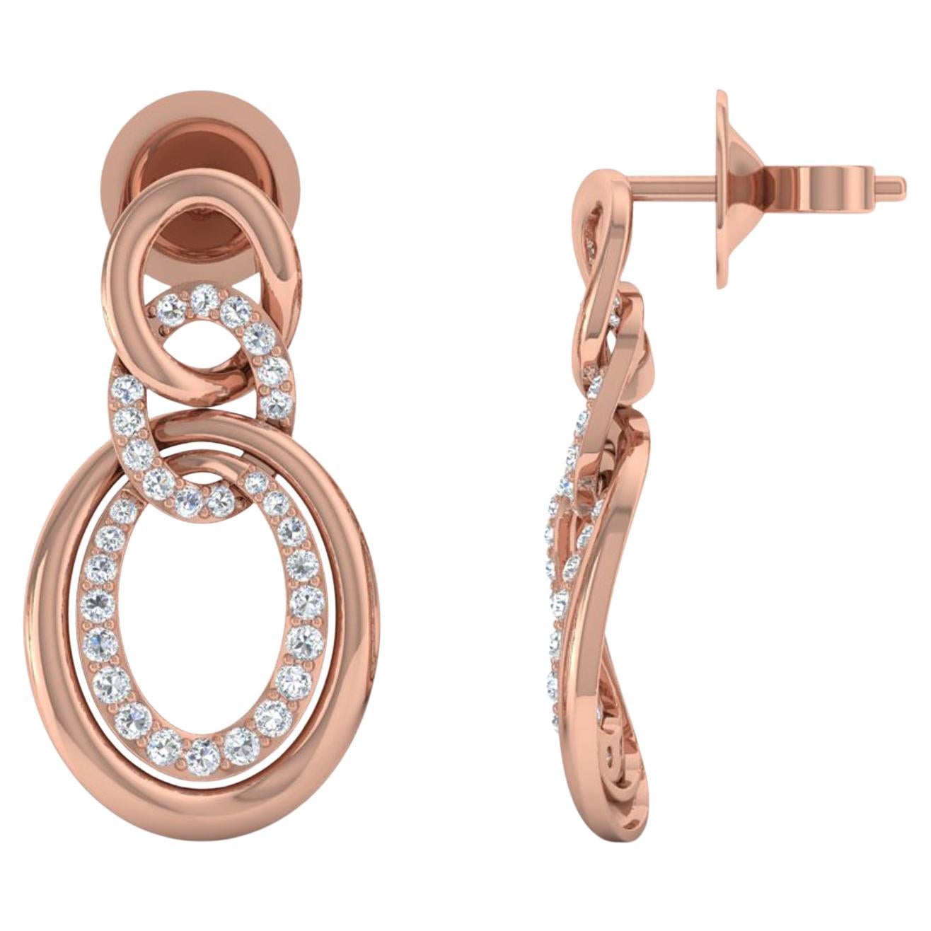 0,45 Carati SI Chiarezza HI Colore Orecchini di diamanti a goccia Gioielli in oro rosa 18 carati