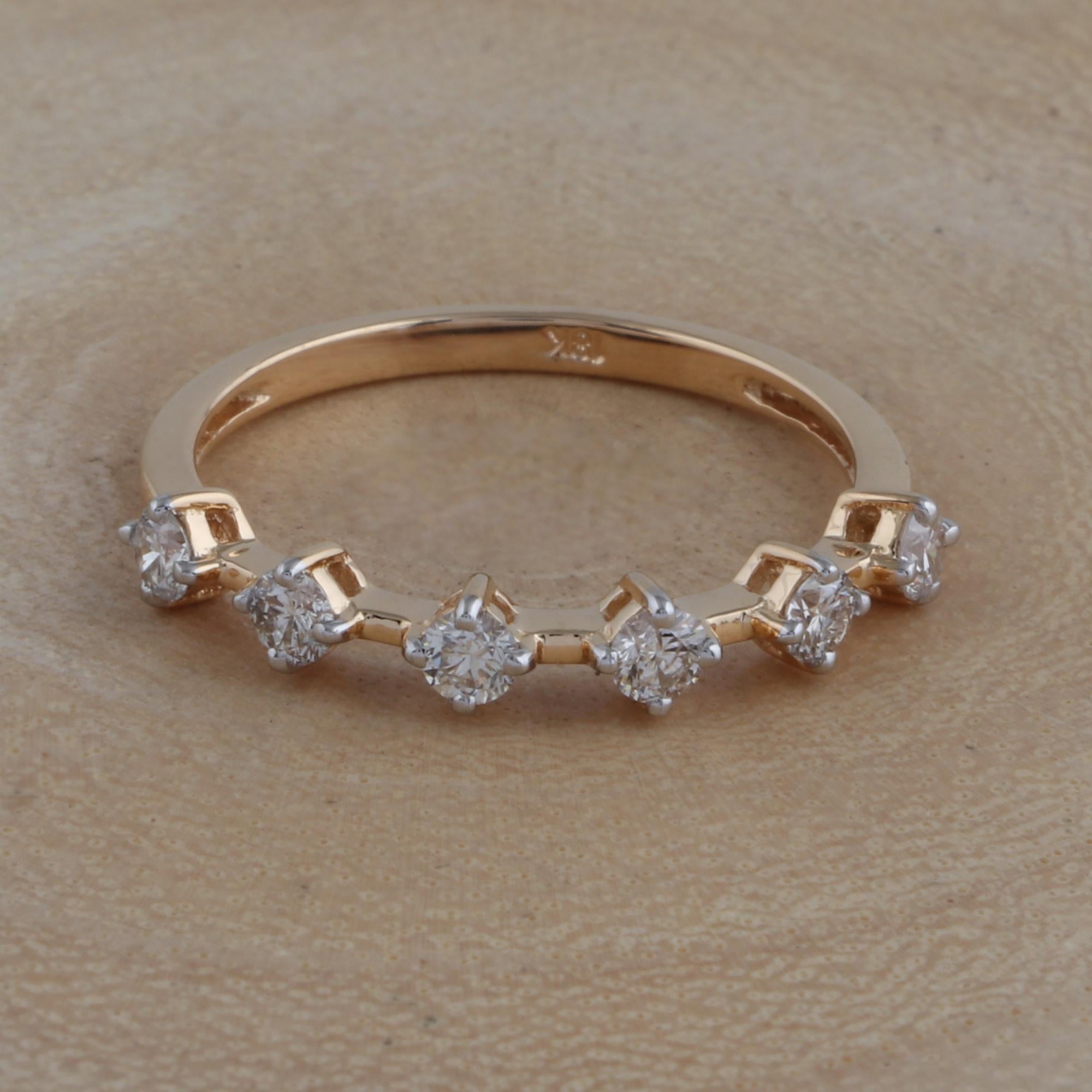in vendita:  0,45 Carati SI Chiarezza HI Colore Diamante Impilabile Anello Regalo Oro Giallo 14k 5