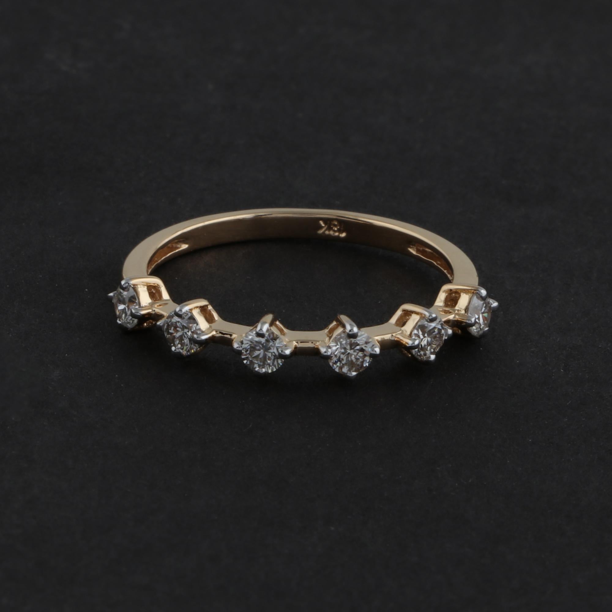 in vendita:  0,45 Carati SI Chiarezza HI Colore Diamante Impilabile Anello Regalo Oro Giallo 14k 6