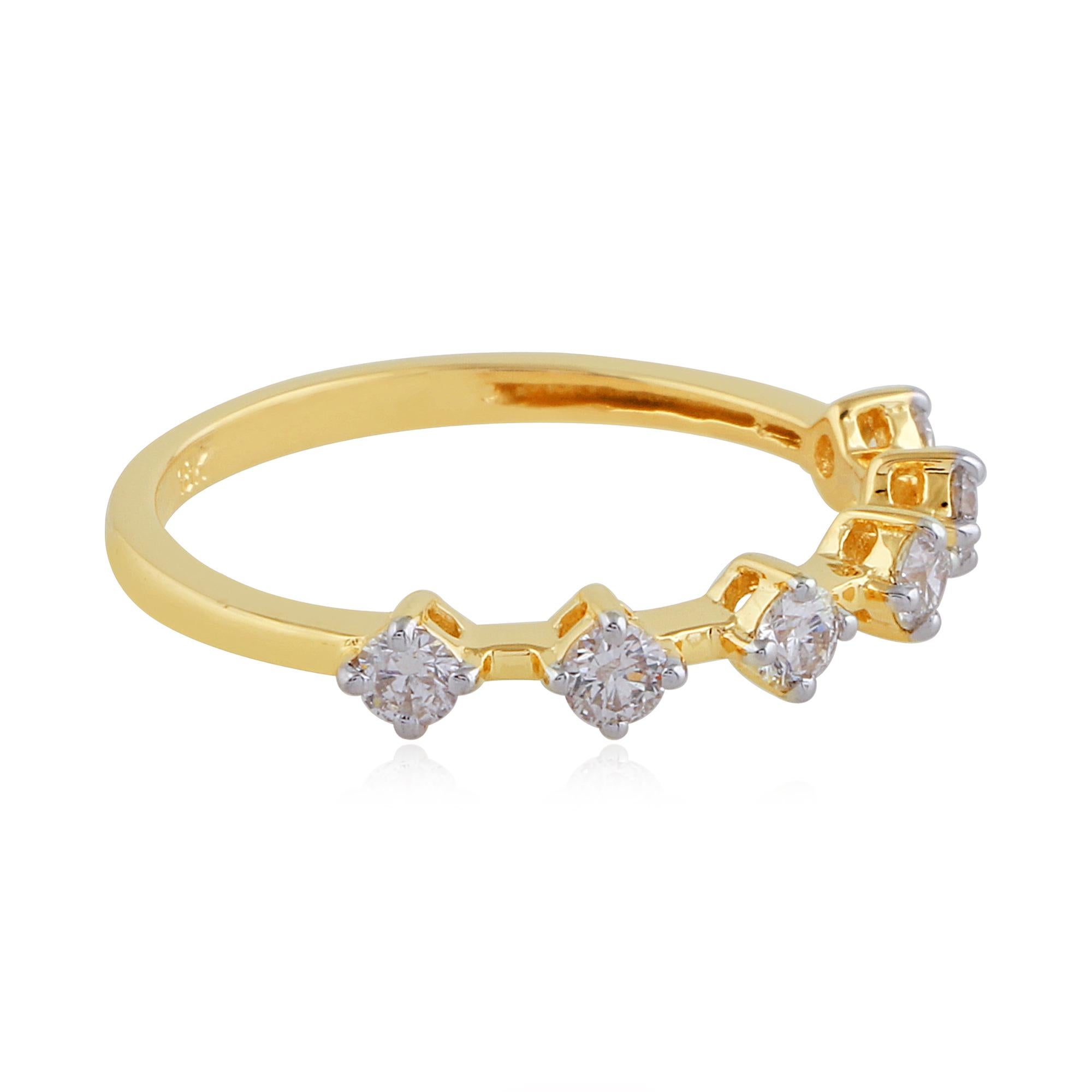 in vendita:  0,45 Carati SI Chiarezza HI Colore Diamante Impilabile Anello Regalo Oro Giallo 14k 7