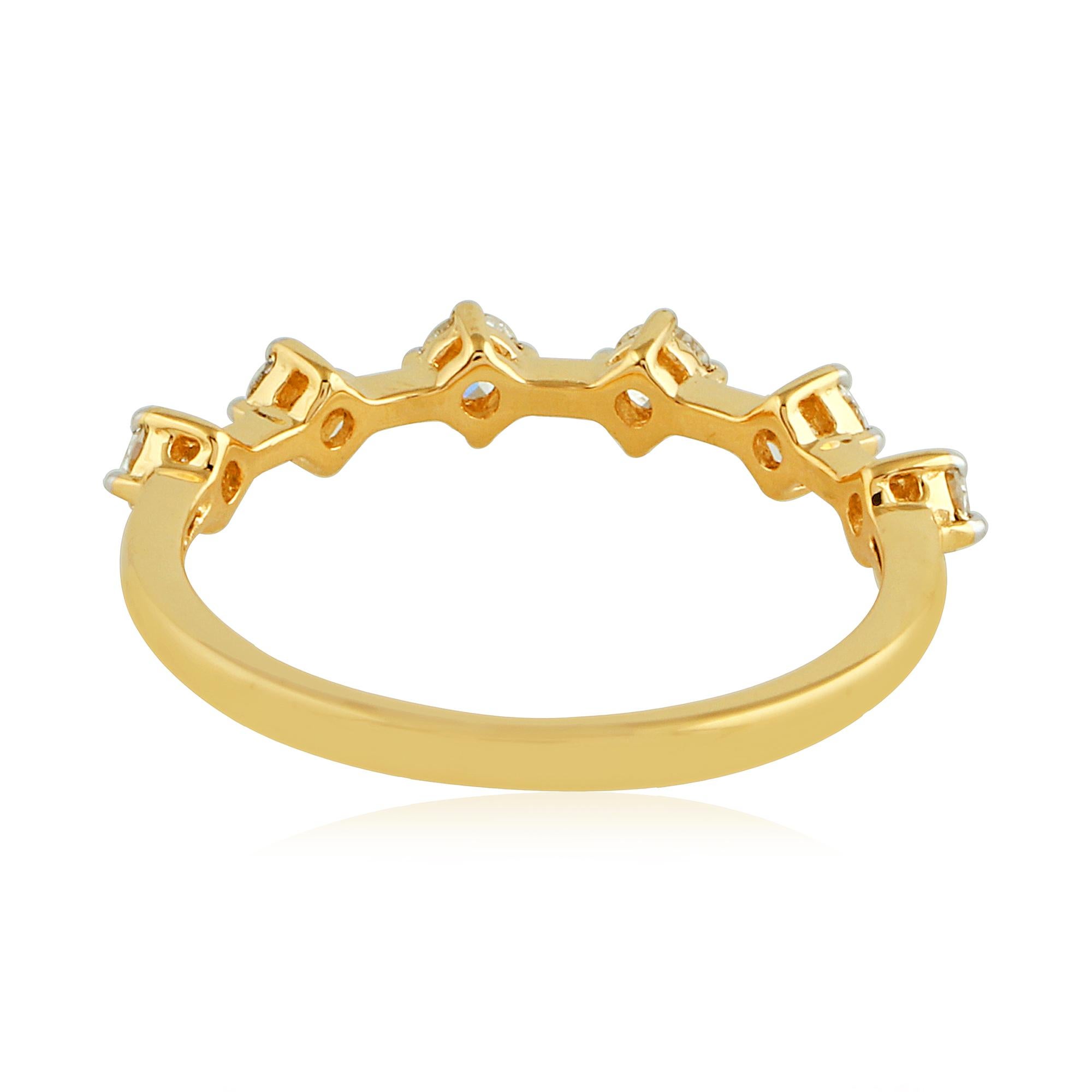 in vendita:  0,45 Carati SI Chiarezza HI Colore Diamante Impilabile Anello Regalo Oro Giallo 14k 8