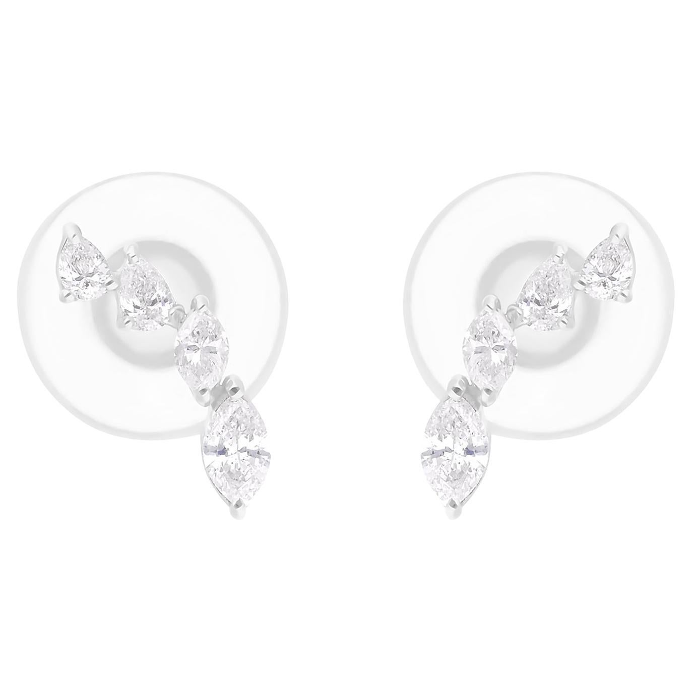 Pendientes de diamantes en forma de pera marquesa SI/H de 0,45 quilates Joyas de oro blanco de 18 quilates