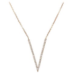 Superbe collier « V » en or rose massif 14 carats avec diamants de 0,45 carat