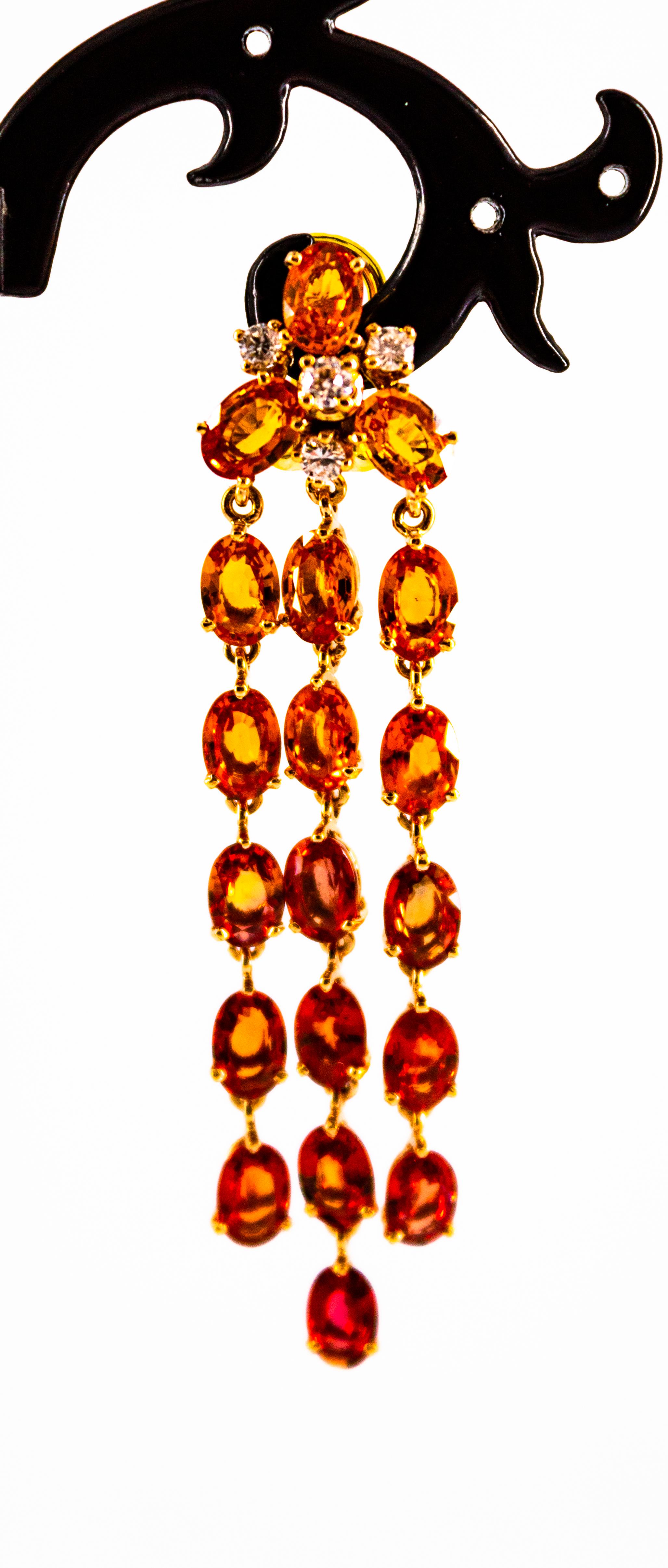 Pendants d'oreilles en or jaune avec diamants blancs de 0,45 carat et saphirs jaunes de 21,30 carats en vente 3