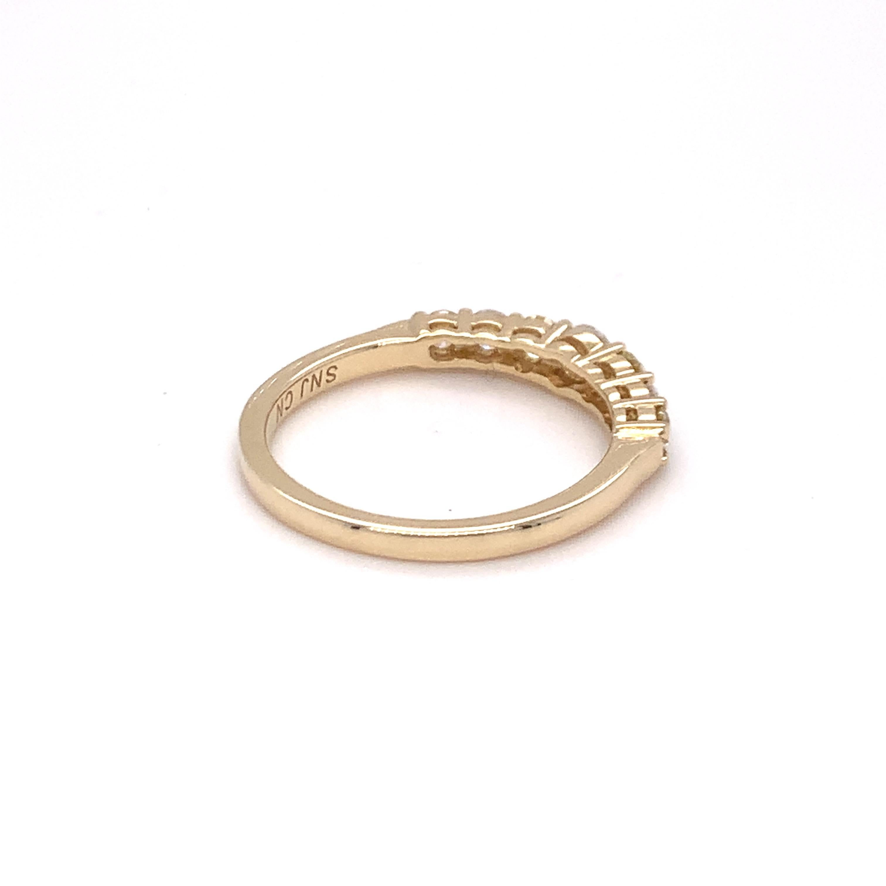 Brilliant Cut 0.45 Carat Yellow & White Diamond Band Ring in 14k Yellow Gold